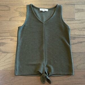 LOFT Petite Green Tie Front Tank - Size XSP